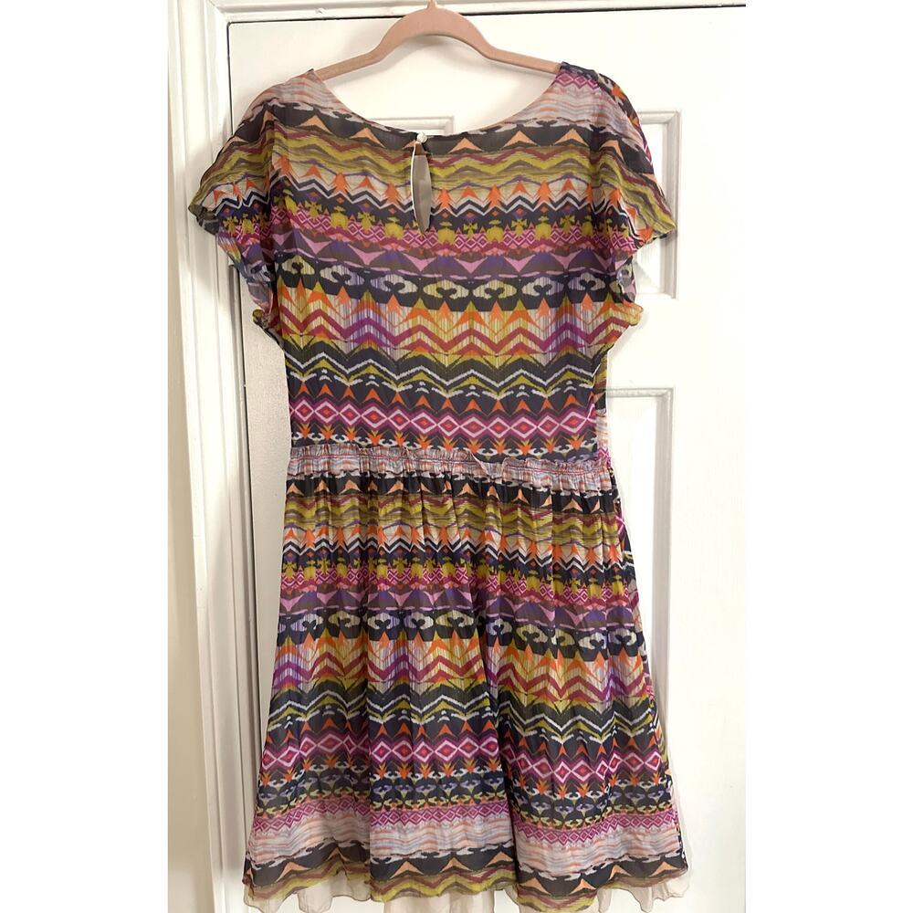 Weston Wear ANTHROPOLOGIE Caraz Aztec Cap Sleeve Dress Ruffle Petticoat Sz XL - Picture 6 of 6